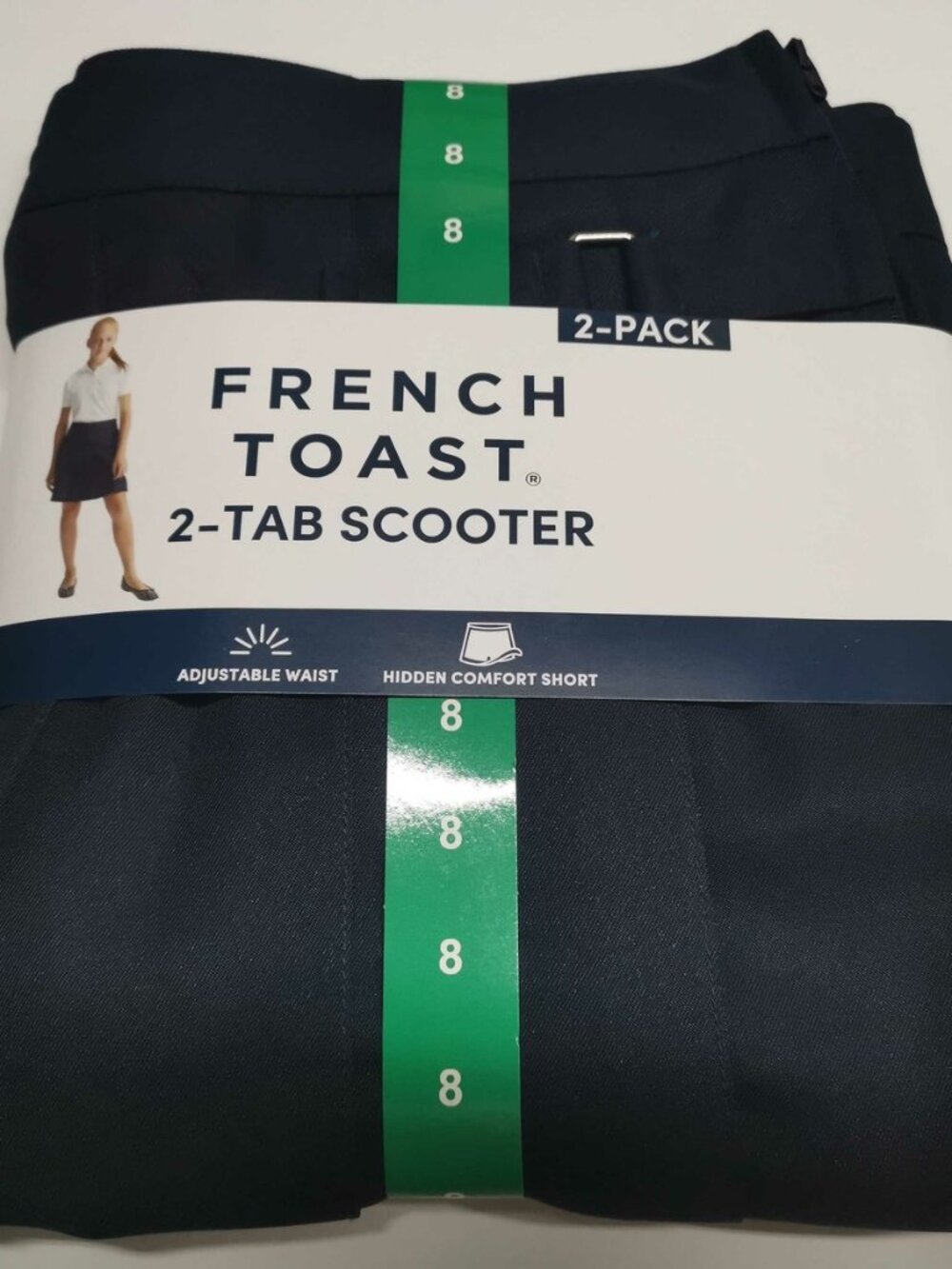 Girls French Toast Two Tab Pleated Scooter Skirt School Uniforms NAVY - Size 8